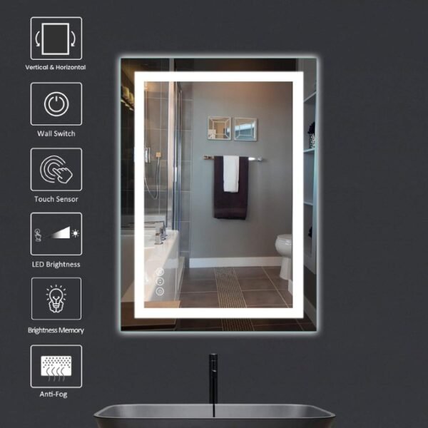 Aqua Frameless LED Mirror with Front & Backlight - Image 6
