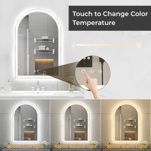 Aqua Arched LED Mirror with Front & Backlight - Image 5