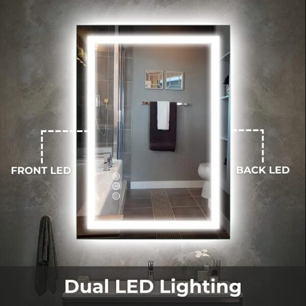 Aqua Frameless LED Mirror with Front & Backlight - Image 2