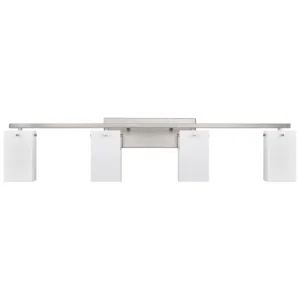 Brushed Nickel Vanity Light with Frosted Acrylic Shades