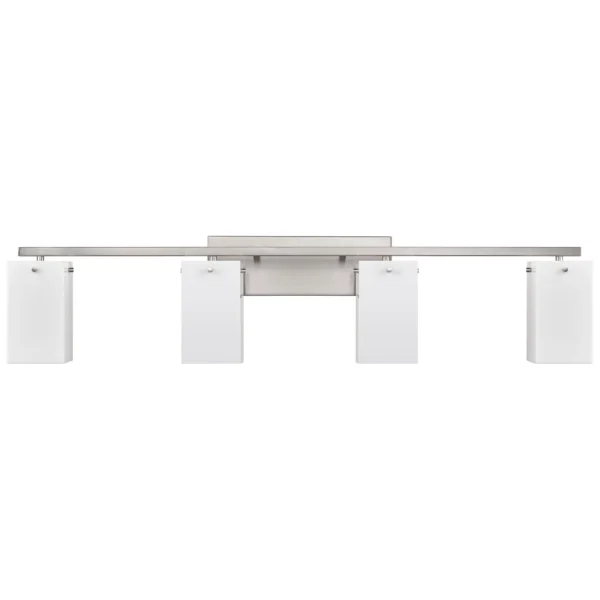 Brushed Nickel Vanity Light with Frosted Acrylic Shades - Image 1