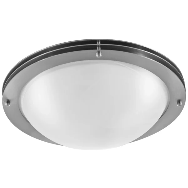 16"W Brushed Nickel Ceiling Light with Frosted Glass Shade - Image 1