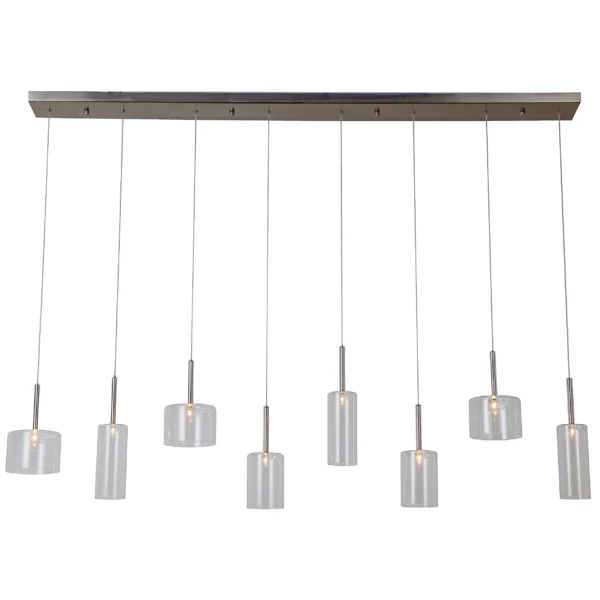 60''W Satin Nickel Ceiling Fixture with Clear Glass Shades - Image 1