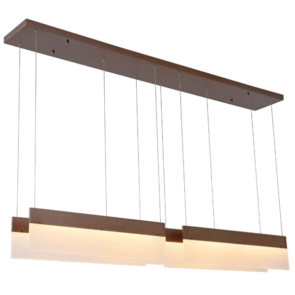 72''W Dark Bronze Ceiling Fixture with Frosted Acrylic Shades & Integrated LED - Image 1