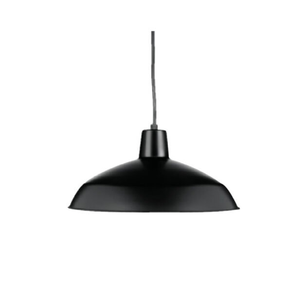 13"W Matte Black Pendant with Metal Shade - Image 1