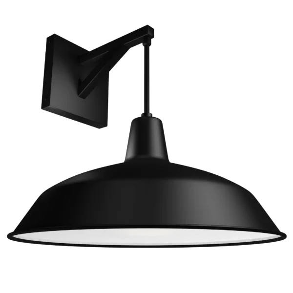 14"H Matte Black Wall Sconce with Metal Shade - Image 1