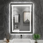 United Black Metal Frame Four-Sided LED Bathroom Mirror – Front & Back Lit, Dimmable, Inbuilt Defogger, 3-in-1 CCT Lighting