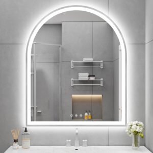 United Arched LED Mirror with Brushed Nickel Metal Frame