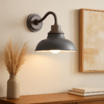 13"H Gray Single Wall Lamp with Metal Shade