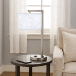 Mainstay Twin Table Lamp with 2 Outlets