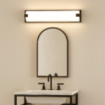 26″W Dark Bronze Vanity Light with Frosted Acrylic Shade