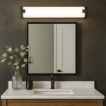 38″W Dark Bronze Vanity Light with Frosted Acrylic Shade