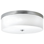 16"W Brushed Nickel Ceiling Light with White Linen Shade and Frosted Diffuser - Image 2