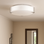 12"W Satin Nickel Ceiling Light with Frosted Acrylic Shade