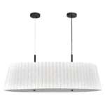 65"W Eight light hanging ceiling light fixture with brushed nickel finish and assorted glass shade sizes, - Image 2