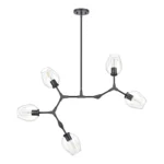 65"W Eight light hanging ceiling light fixture with brushed nickel finish and assorted glass shade sizes, - Image 2