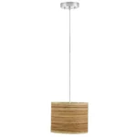 10"W Zebrawood drum pendant light with satin nickel finish - Image 2