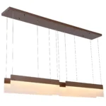 65"W Eight light hanging ceiling light fixture with brushed nickel finish and assorted glass shade sizes, - Image 2