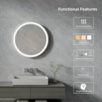 United Round LED Bathroom Mirror – Front & Back Lit, Dimmable, Inbuilt Defogger, 3-in-1 CCT, Shatter-Resistant, Touch Sensor - Image 2