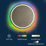 United Round RGB LED Bathroom Mirror - Front & Back Lit, Dimmable, Inbuilt Defogger, 3-in-1 CCT, Shatter-Resistant, Touch Sensor - Image 4