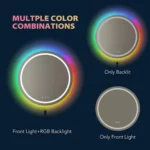 United Round RGB LED Bathroom Mirror - Front & Back Lit, Dimmable, Inbuilt Defogger, 3-in-1 CCT, Shatter-Resistant, Touch Sensor - Image 9
