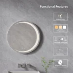 United Round LED Bathroom Mirror – Front & Back Lit, Dimmable, Inbuilt Defogger, 3-in-1 CCT, Shatter-Resistant, Touch Sensor - Image 3