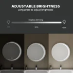 United Round LED Bathroom Mirror – Front & Back Lit, Dimmable, Inbuilt Defogger, 3-in-1 CCT, Shatter-Resistant, Touch Sensor - Image 5