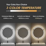 United Round LED Bathroom Mirror – Front & Back Lit, Dimmable, Inbuilt Defogger, 3-in-1 CCT, Shatter-Resistant, Touch Sensor - Image 4
