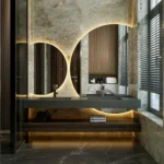 United Half  Moon LED Bathroom Mirror - Front & Back Lit, Dimmable, Inbuilt Defogger, 3-in-1 CCT, Shatter-Resistant, Touch Sensor