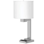 26"H Two light table lamp with brushed nickel finish and two convenience
