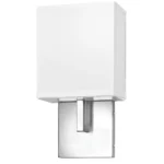 13"H Wall sconce with brushed nickel finish and linen half shade