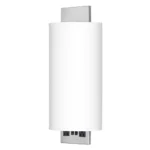 22"H Double wall sconce with brushed nickel finish and linen half-round shade