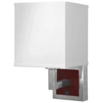 13.75"H Wall lamp with brushed nickel and mahogany wood finish