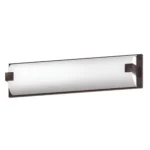 26"W Vanity light bar with dark bronze finish and frosted acrylic shade