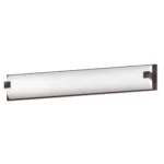 38"W Vanity light bar with dark bronze finish and frosted acrylic shade
