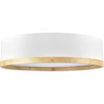24" Diameter White Drum Style Ceiling Light with Maple Wood Accent and Acrylic Diffuser