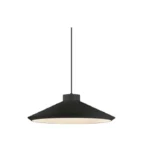 20"W hanging ceiling pendant with black finish with white interior, metal shade and adjustable cord