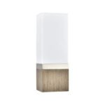 14" H Cocoa Wood and Brushed Nickel Sconce with White Fabric Shade