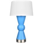 31" Major Blue Table Lamp with 2 Convienence Outlets
