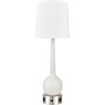 30" White Table Lamp with 2 Convienence Outlets
