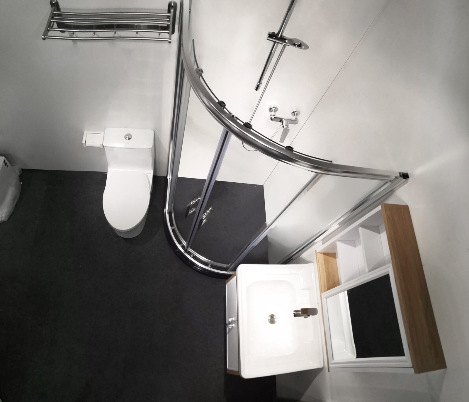 H0cbbe417bf814abda86e93f73b942f791.jpg KMRY Modern Hotel Complete Shower Unit Sliding Style Prefab Bathroom with Frame 6mm Glass Thickness for Bathroom Design - Image 1