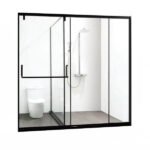 KMRY Modern Design T-Sliding Tempered Glass Shower Cabin Door Aluminium Frame 304 Stainless Steel Handle 2-Year Bathroom
