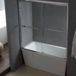 KMRY Custom Bathroom Glass Door Over Bathtub Sliding Shower Screen with WaterProof Frame Brushed Finish