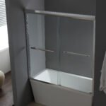 KMRY Custom Bathroom Glass Door Over Bathtub Sliding Shower Screen with WaterProof Frame Brushed Finish