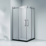 KMRY Small Square Corner Frameless Tempered Glass Shower Enclosure with Roller Sliding System for Hotel Whole Shower Cabin