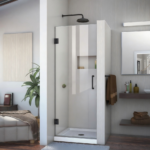 Hot Sale Frameless Tempered Glass Swing Hinged Shower Door with Chrome Finish for Hotel Bathrooms