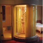 KMRY KK8002 Round Hinged Blue Tempered Glass Shower Cabin with Frame Farmhouse Design for Bathroom - Image 5