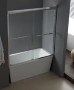 KMRY Custom Bathroom Glass Door Over Bathtub Sliding Shower Screen with WaterProof Frame Brushed Finish - Image 2