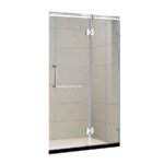 Safety Clear Tempered Glass 1-Panel Sliding Shower Door with Gold Hardware 10 mm Glass for Bathroom