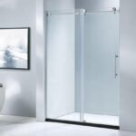 KMRY Single Sliding Bathroom Entry Doors Frameless Tempered Glass with Clear Frame Rectangle Shape for Hotels - Image 3